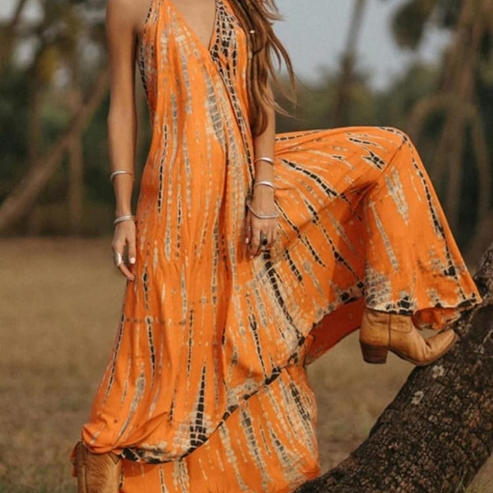 Bohemian silky long dress.